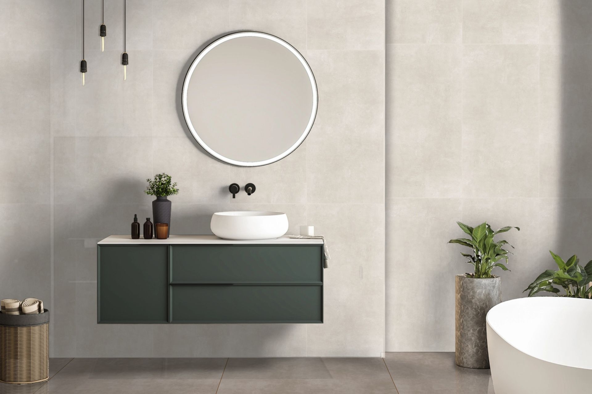 Cemento Bone 60x120 Mat Rektifiyeli Beton Görünümlü Porselen Karo