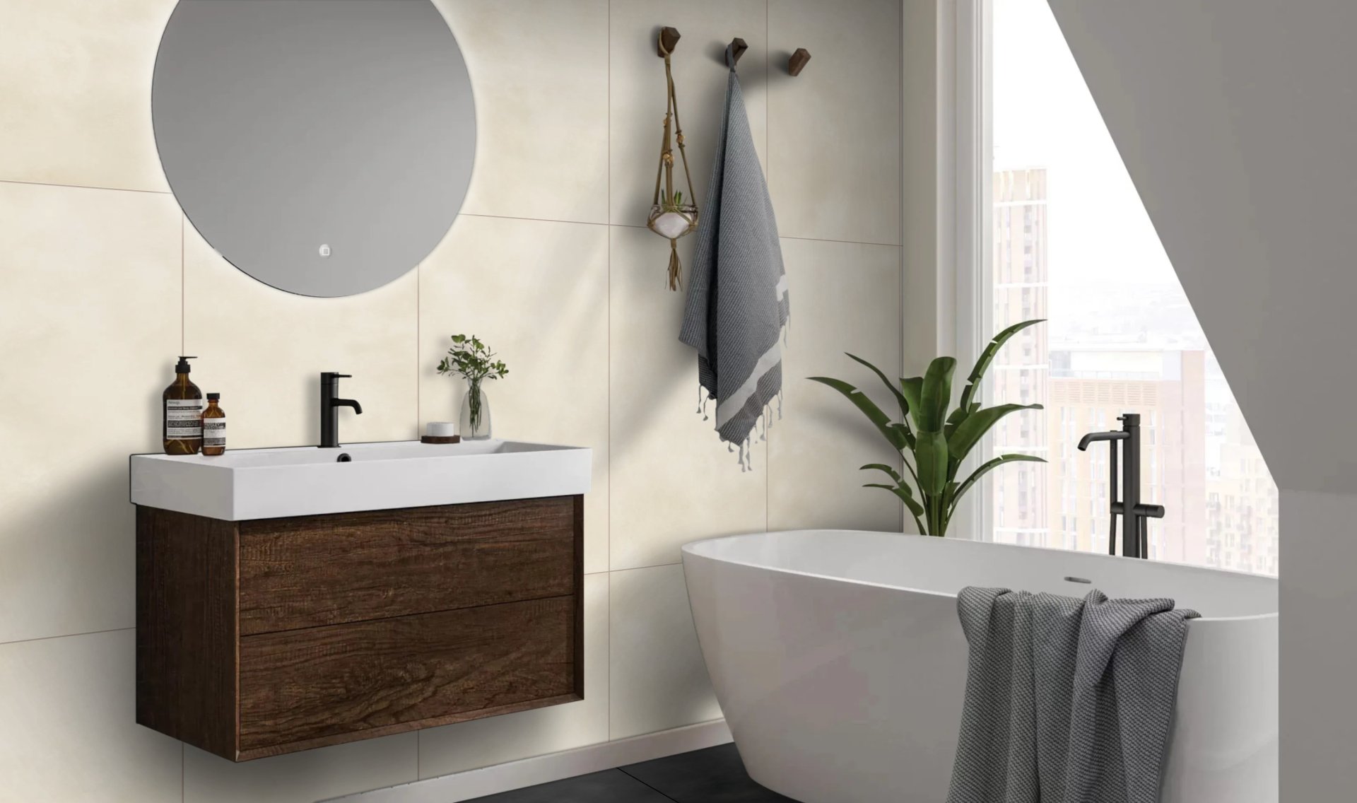 Cloudy White Beton Görünümlü Mat Rektifiyeli Porselen Seramik 60x120 cm (5mm)