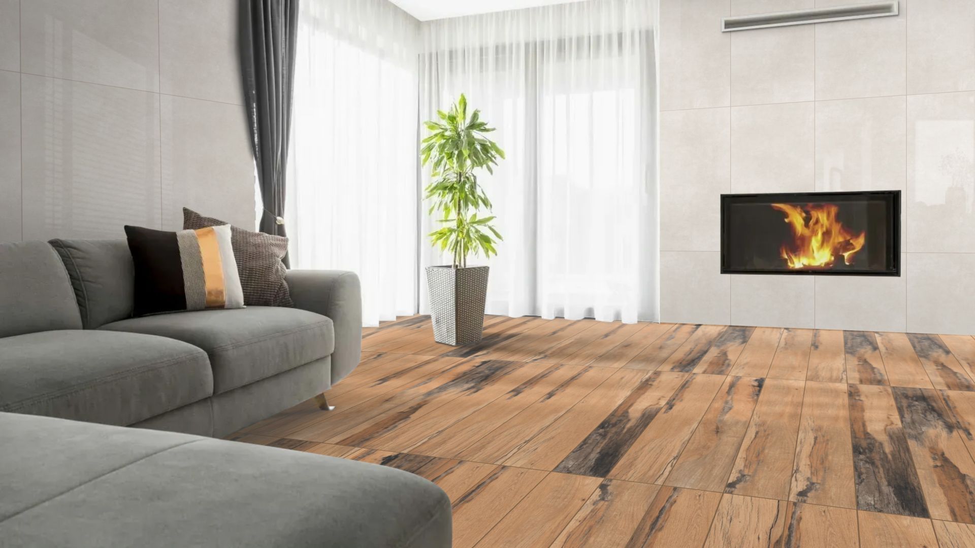 Dark Wood 20x120 Rektifiyeli Ahşap Görünümlü Porselen Karo
