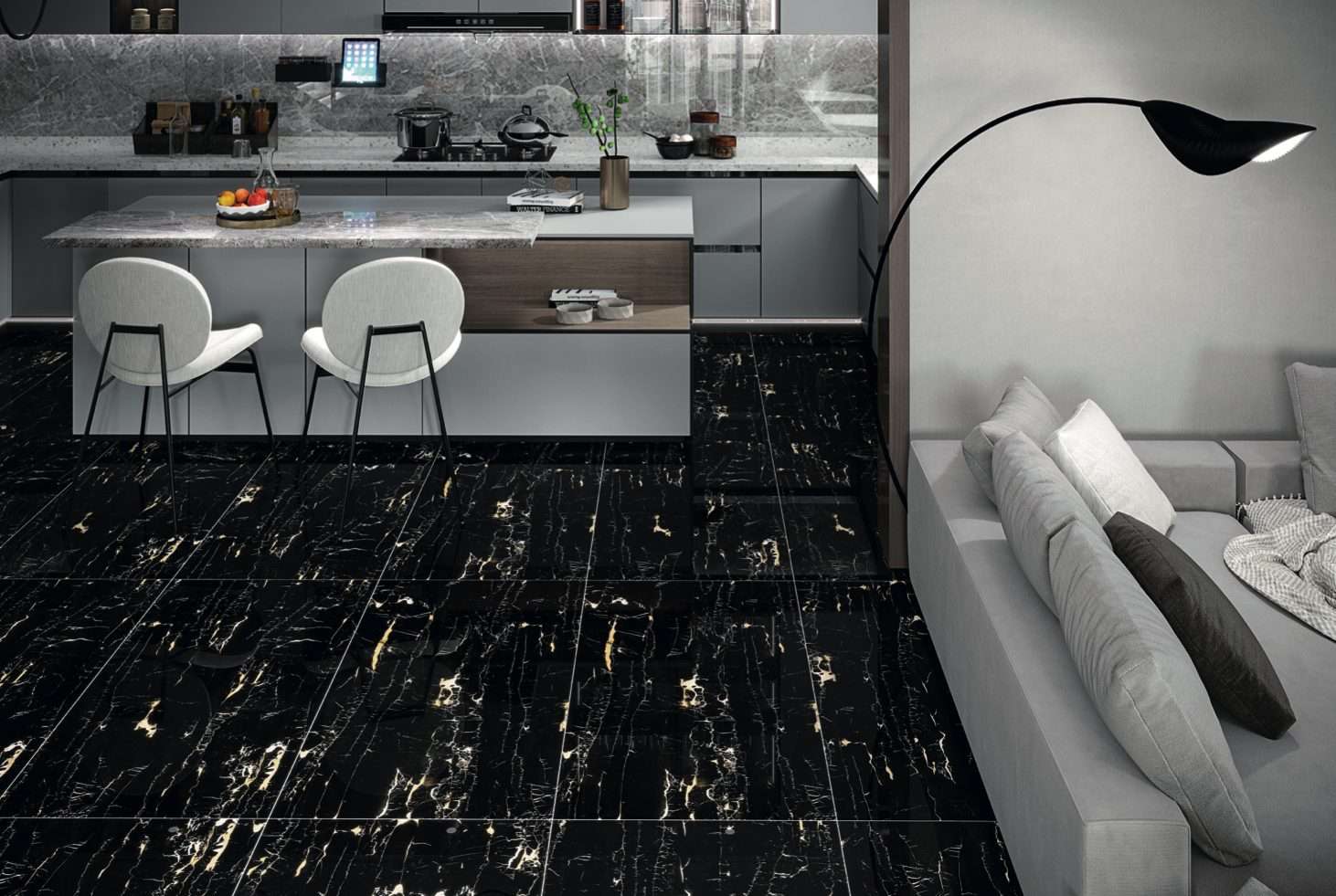 Nero Portoro 60x120 Rectified Full Lappato Porcelain Tile