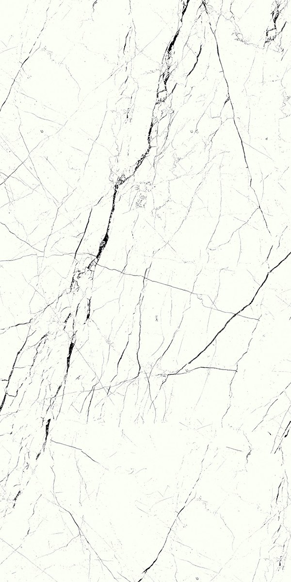 Cerâmica de Porcelanato Polido Retificado com Efeito de Mármore Pietra White 60x120 cm