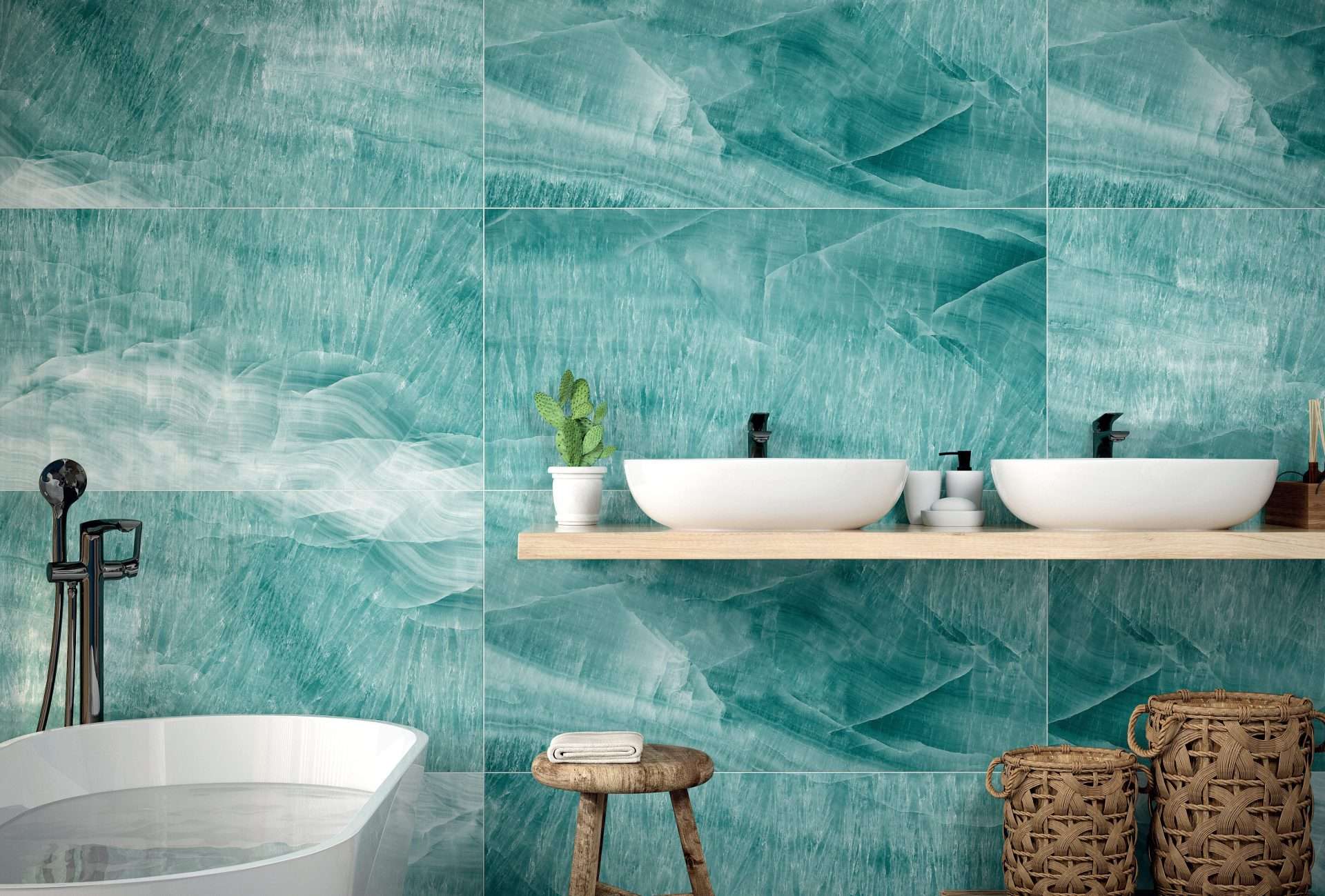 Rainbow Azure 60x120 Full Lappato Marble Look Porcelain Tile