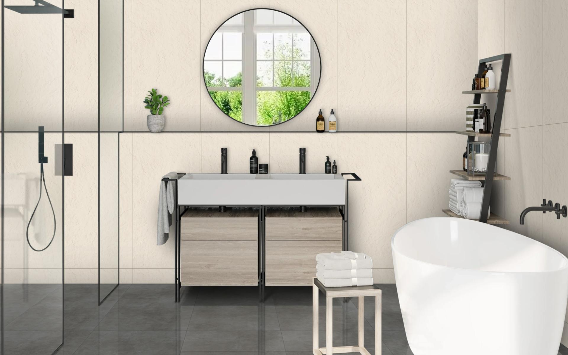 Slate Natural Crema 60x120 Rektifiyeli Mat Anti-Slip Porselen Seramik