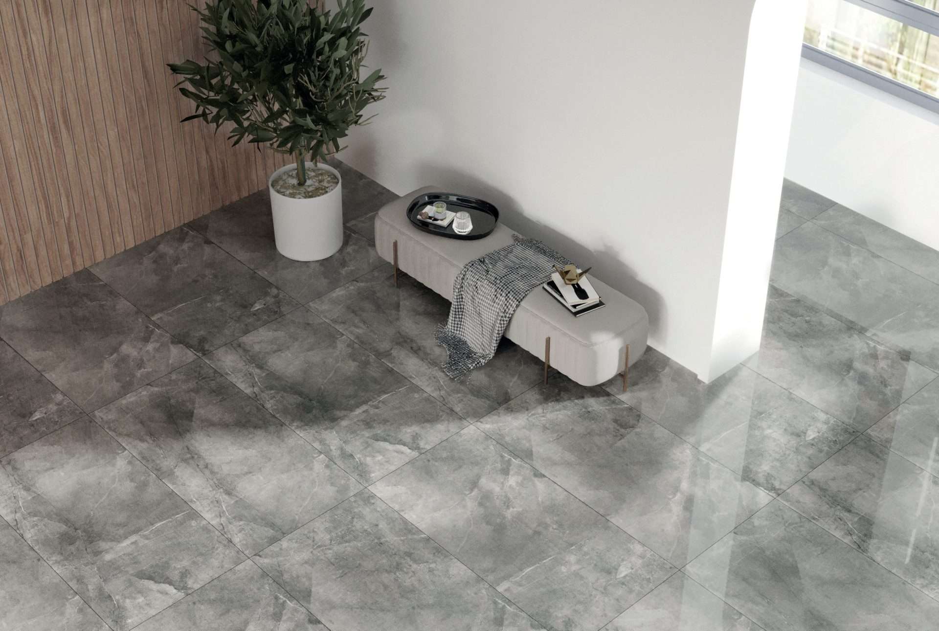 Suede Black Concrete Serie 600x1200 rektifiziertes Feinsteinzeug