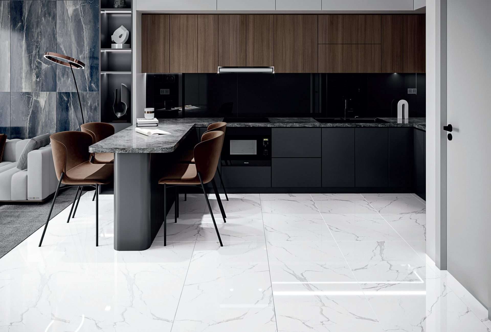 Calacatta Grey 60x120 Rektifiyeli Full Lappato Mermer Görünümlü Porselen