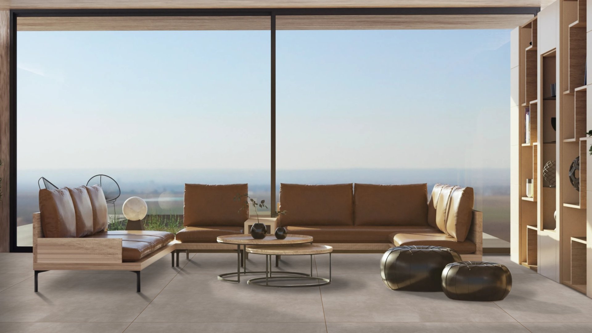Cemento Marfil 120x120 cm Mat Rektifiyeli Beton Görünümlü Porselen Seramik