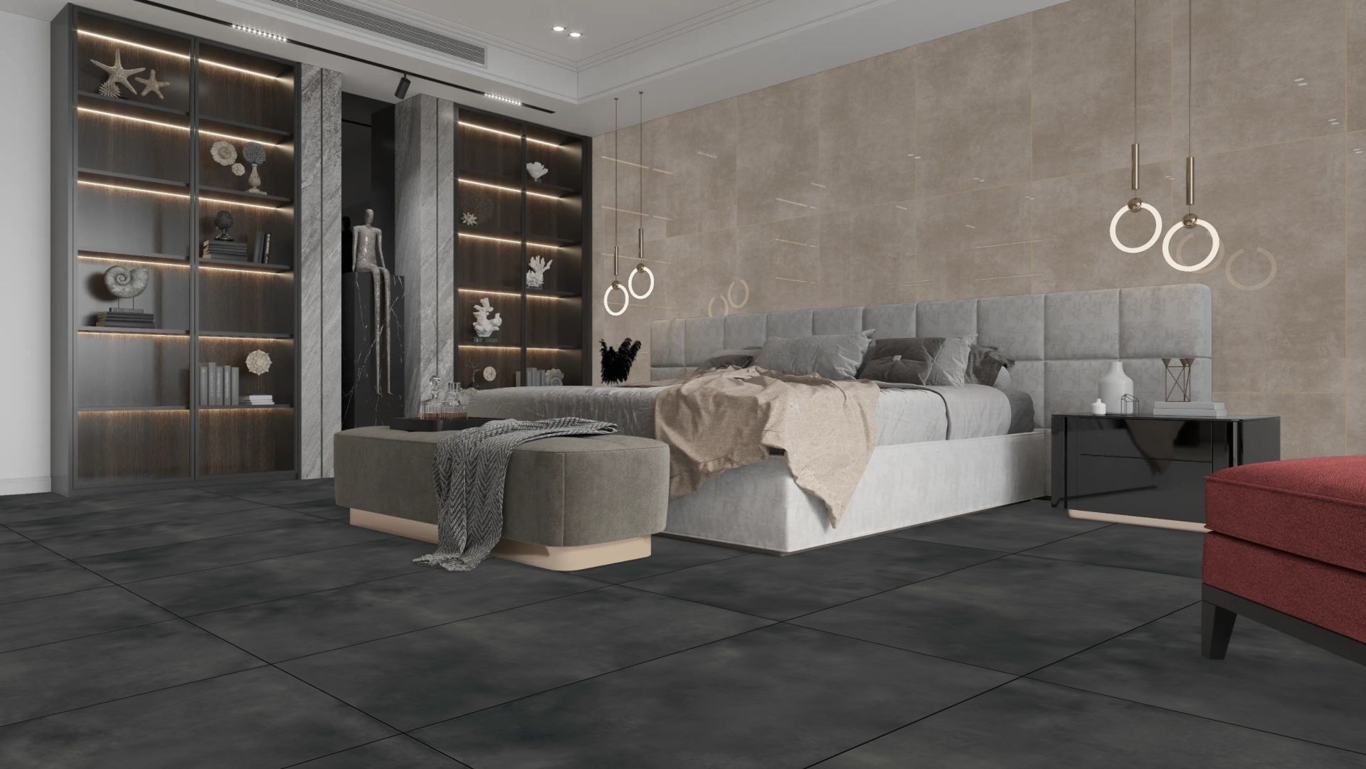 Керамогранит Cloudy Black Concrete, 600x1200, ректифицированный, матовый