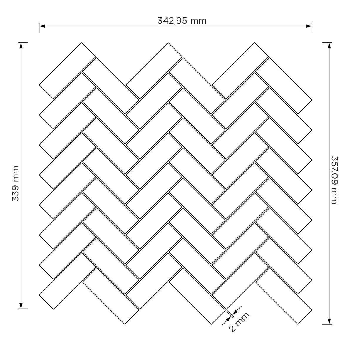 Cybeletile CTM 06 Herringbone Mosaic Wall Tile - Technical Series