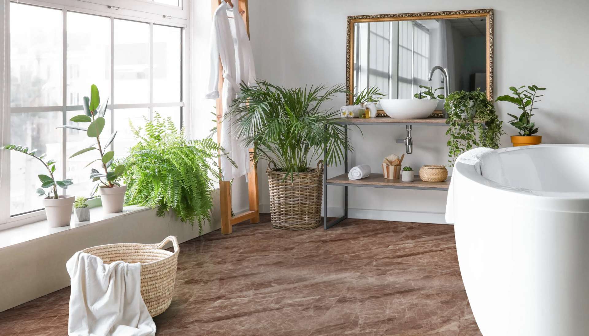 Cerámica de porcelana con aspecto de mármol Limpio Brown 60x120 cm