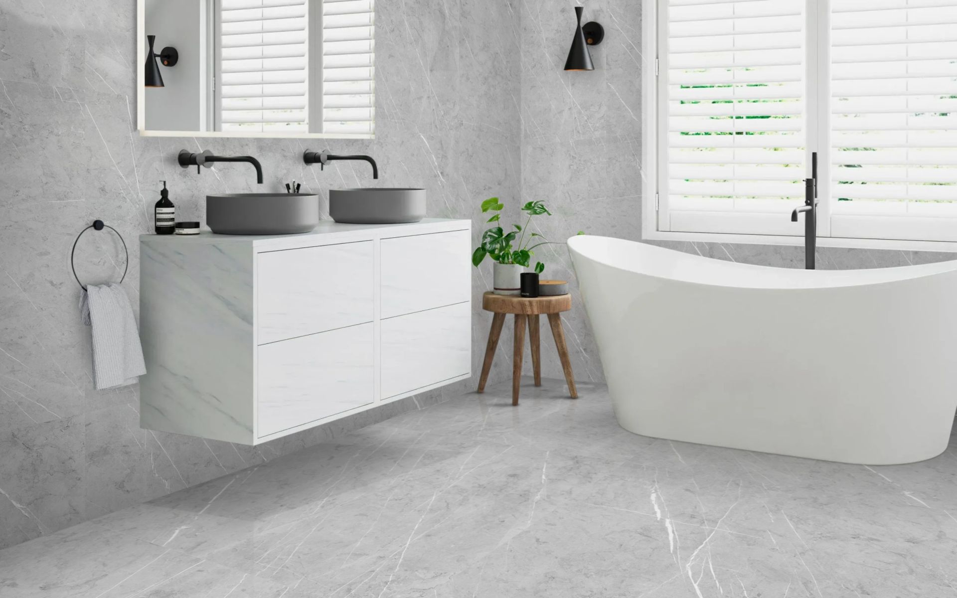 Porcelanato Retificado com Efeito Mármore Pietra Neu Soft Grey 60x120
