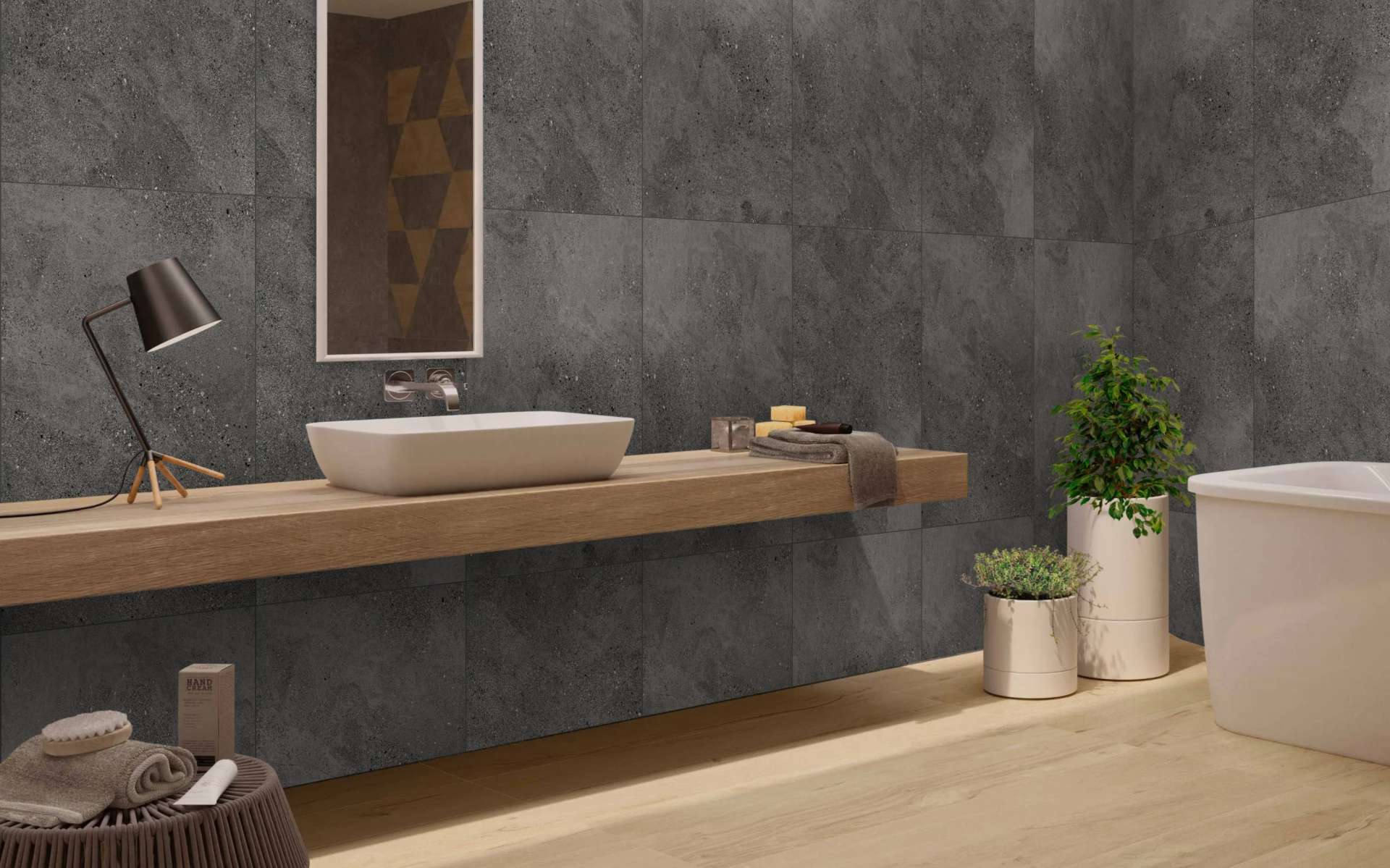 Gres porcellanato a tutta massa Portofino Antracite 60x120 effetto cemento opaco
