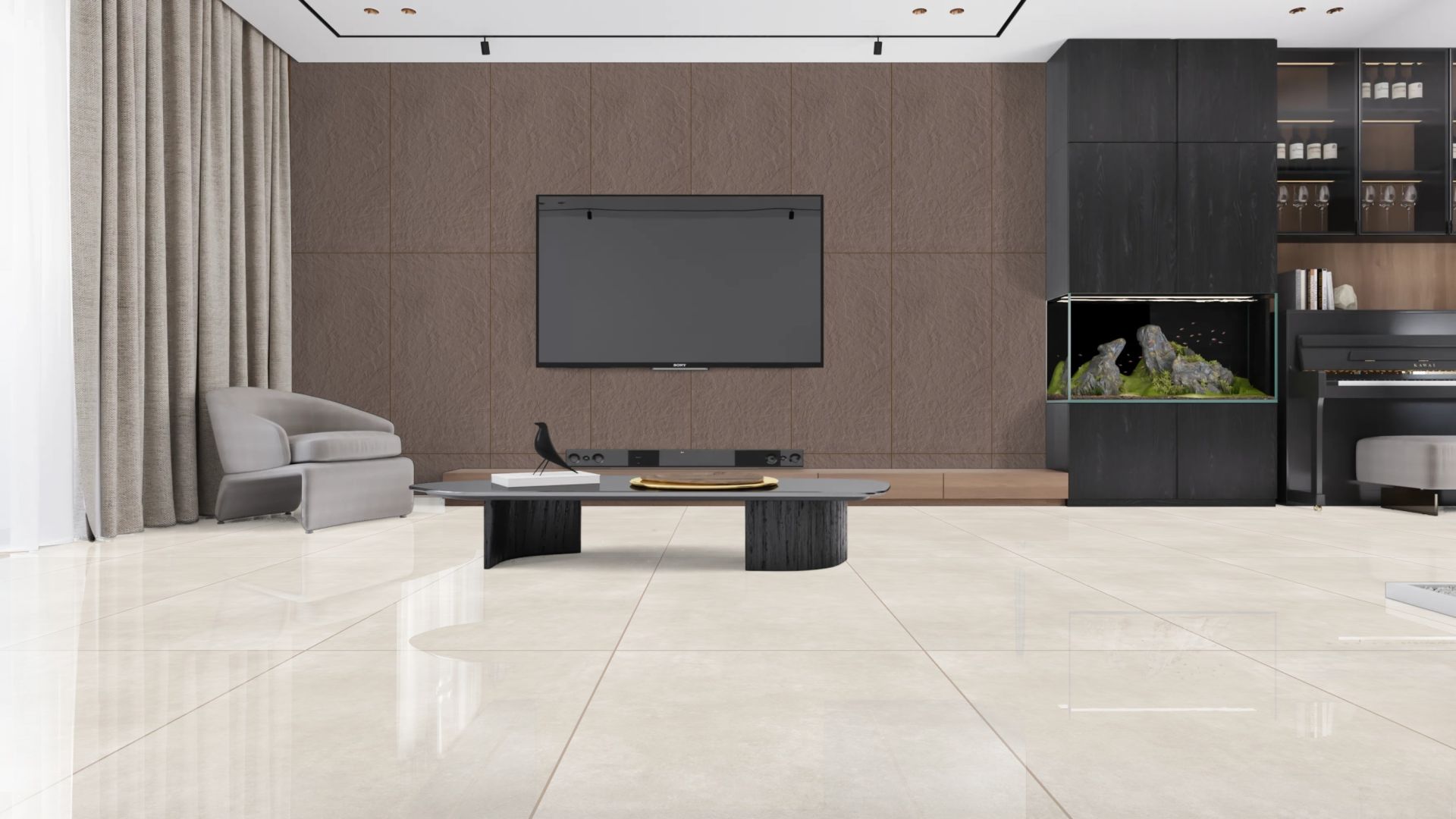 Slate Mocha 60x120 Rektifiyeli Full Lappato Porselen Seramik
